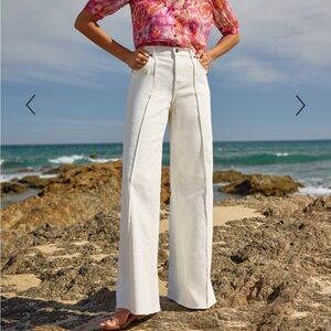 Johnny Was Wide Leg Braided Accent Denim Jeans